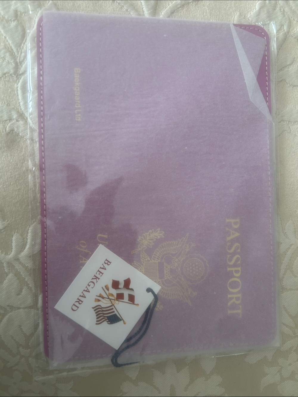 Soft Pink Passport Cover with Gold Accents